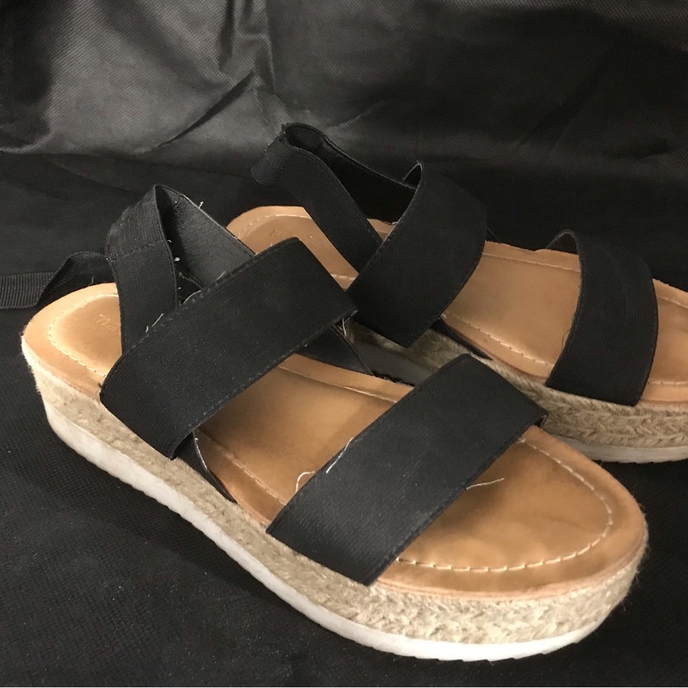 Black Strappy Espadrille Sandals